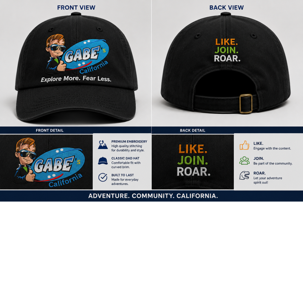 Gabe's California embroidered dad hat, front and back preview